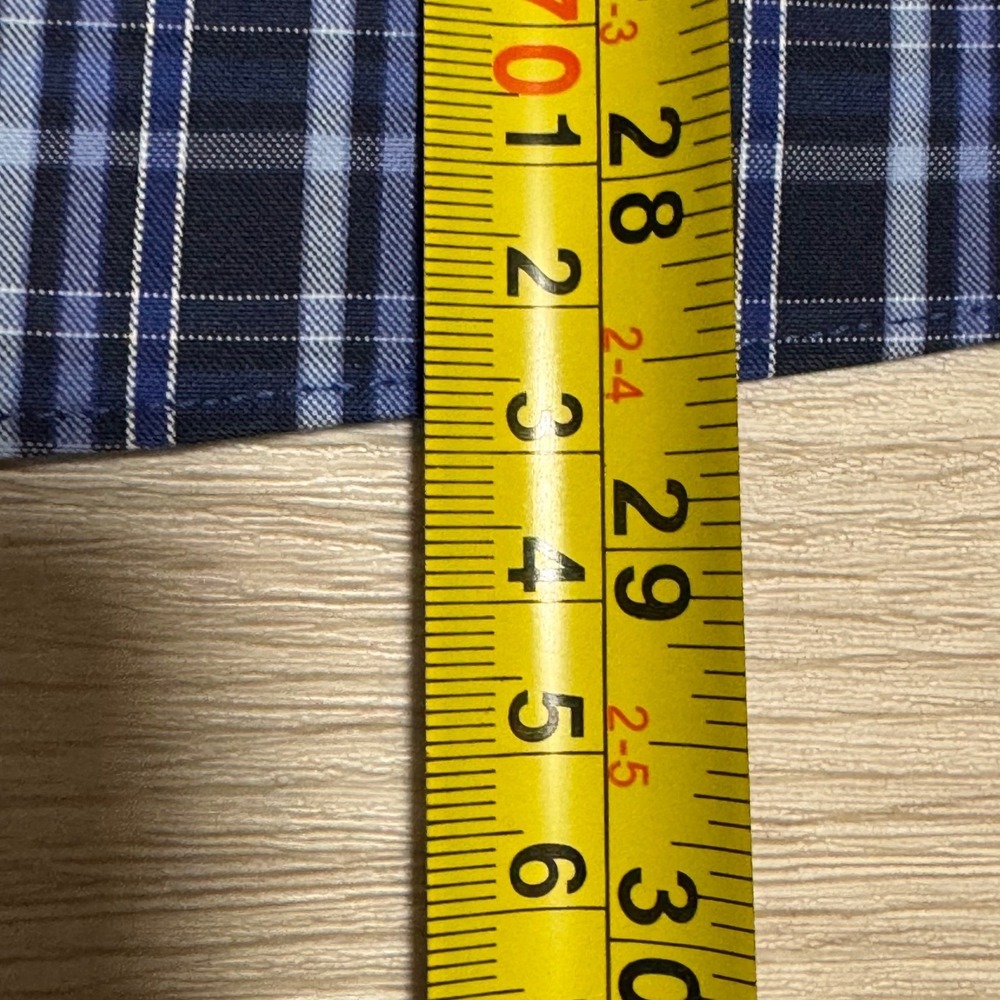 UNTUCKit Mens Large Navy Blue Plaid Wrinkle Free 100% Cotton Button Down Shirt - Picture 6 of 7